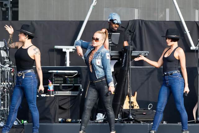 Support act Anastacia rolled out a series of hits from her early 2000s repertoire.