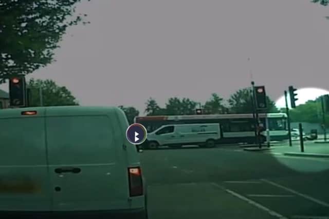 The shocking moment the man is a hit by a bus as he steps into the road on Black Lion Hill