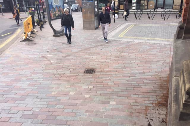 The car left the road at the top of Abington Street and hit the BBC building.