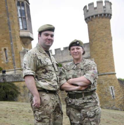 Cadets from across 7 Brigade at the Cadet Commission Parade Belvoir Castle Grantham Leicestershire 020618 with the inspecting officers Lady Gretton DCVO JP Her Majestys Lord-Lieutenant of Leicestershire, Lieutenant General RE Nugee CVO CBE Chief of Defence People Brigadier CS Collins DSO OBE Commander 7th Infantry Brigade And HQ East (pictured) Lieutenant Liz Wainwright and Second Lieutenant Jonathan Tunney. NNL-180620-150847001
