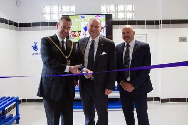 Mayor Tony Ansell, councillor Jonathan Nunn and Northampton Leisure Trust Managing Director Ian Redfern.
