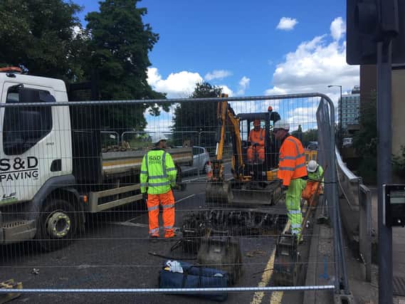 Emergency sinkhole contractors have been stationed in Greyfriars throughout today.
