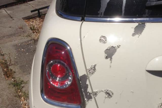 The rear panel of the Mini believed to have been damaged by a corrosive substance in Wellingborough NNL-180622-121922005