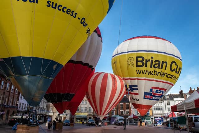 Balloons took off from Market Square on Sunday morning as part of a promotional event for Northampton Town Festival this weekend.