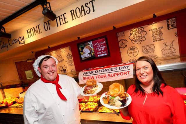 Chef Chris Mills and Toby Carvery general manager Hannah Roper.