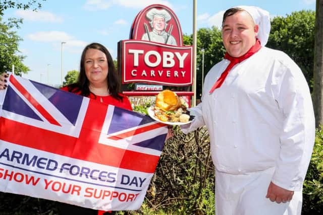 Toby Carvery general manager Hannah Roper and Chef Chris Mills.