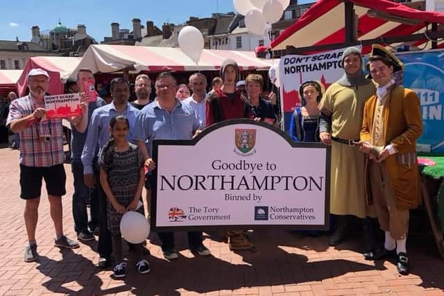 Labour produced its own to scale size version of the Welcome to Northampton sign