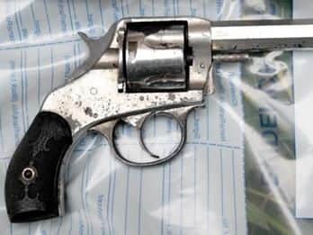 This loaded handgun was found under a bush in Northampton, leading to the arrest of the teenaged drug dealer.