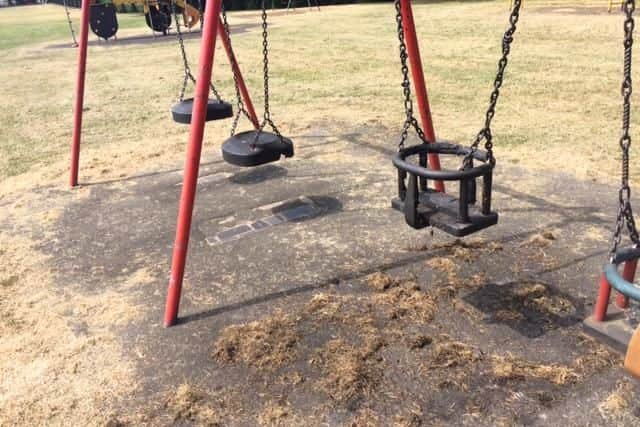 The seat appears to been filled with dry grass and set on fire.
