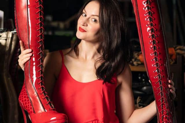 Former Coronation Street star Paula Lane in Kinky Boots.