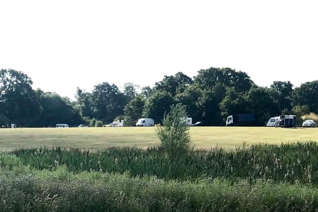 A group of travellers arrived on Delapre Park yesterday evening. Picture: NNWeather.