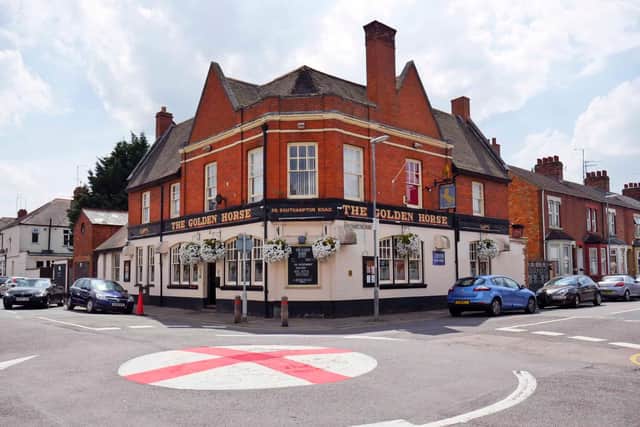 The mini-roundabout painted as an England flag, at junction of Southampton Road & Haines Road, Far Cotton. Picture: Rob Boler