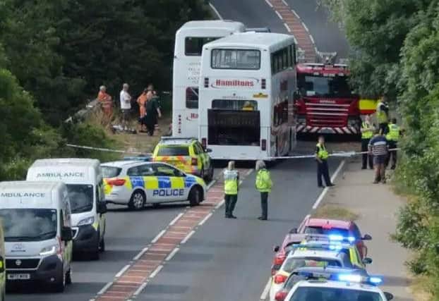 Emergency services at the scene of the accident