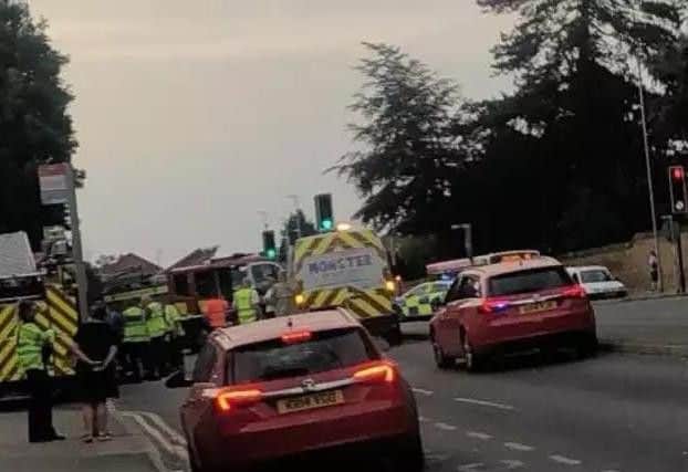 Emergency services carrying out the rescue operation