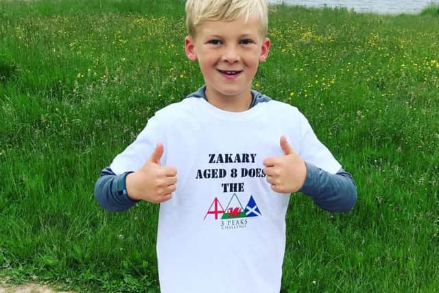 Eight-year-old Zakary Gaytonis taking on the Three Peaks challenge for Children With Cancer.