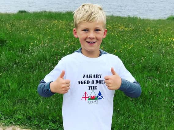 Eight-year-old Zakary Gaytonis taking on the Three Peaks challenge for Children With Cancer.