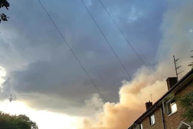 A large scrubland fire involving 1500sq metres of grass and hedgerow broke out near Harlestone Firs on Monday night