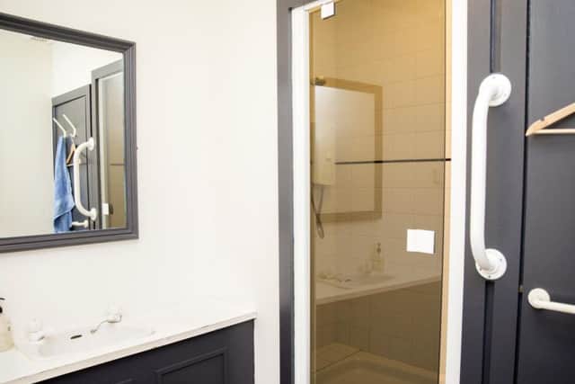 A look inside the shower room in the safeguarding hub.