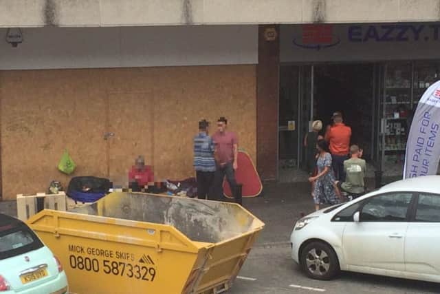 The camp, which is by the former Boots opticians, has been reported several times for anti-social behaviour.