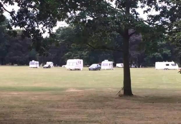 A dozen travellers pitched up in Abington Park on Wednesday evening.