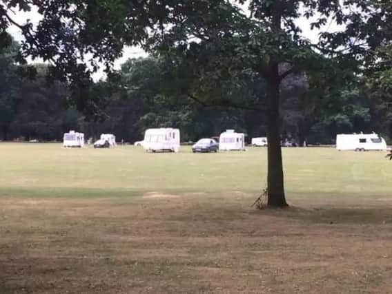 A dozen travellers pitched up in Abington Park on Wednesday evening.