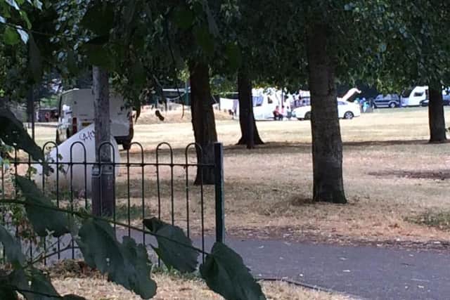 Travellers have pitched up on the Racecourse, throwing reorganised plans for a colour run into disarrary.