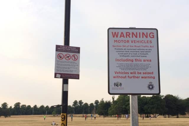 Presented without comment, a sign reminding unauthorised vehicles they can be seized without notice if they are spotted on Northampton's parks.