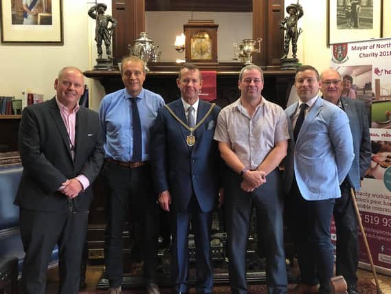 Pictured at the meeting last week (from left-right): Leader of the Council Jonathon Nunn, Martin Mason, mayor of Northampton Tony Ansell, Andy Roberts business engagement and tourism development officer for NBC, Wes Suter and councillor Phil Larratt.