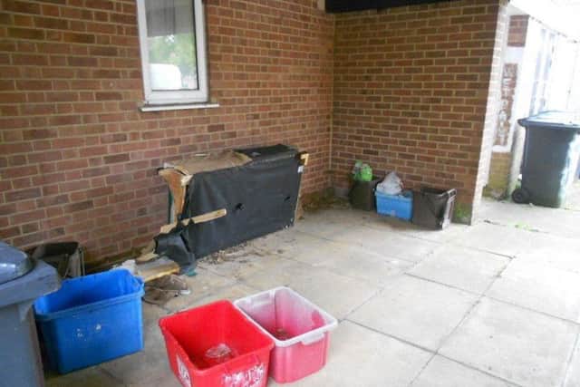 He was seen dumping a range of household items in a walkway alcove near his home on The Stour