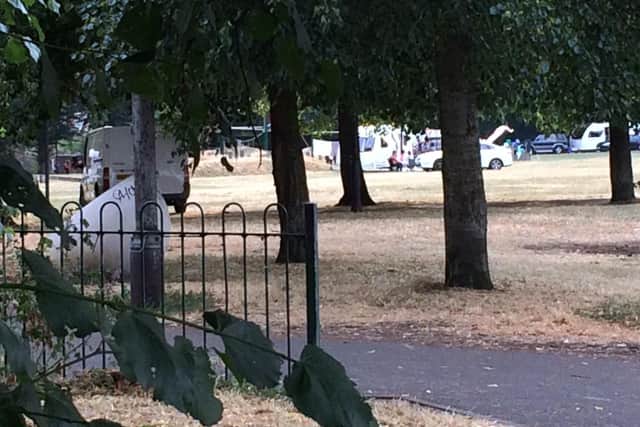 A traveller camp at the Racecourse forced the Colour rush event to change its route.