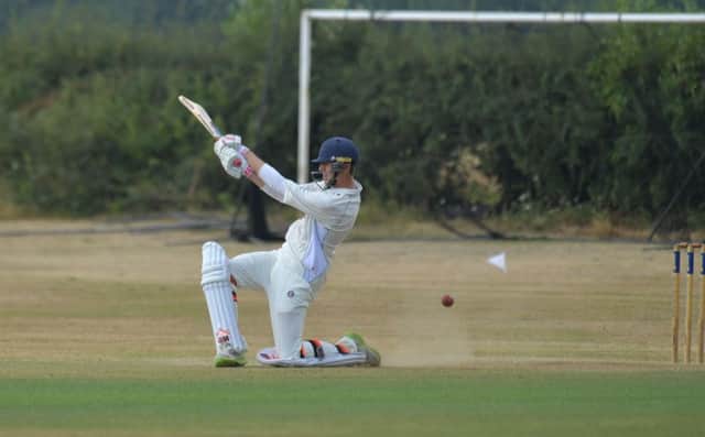 SWING AND A MISS - action from Mears Ashby against Oundle (Pictures: Dave Ikin)