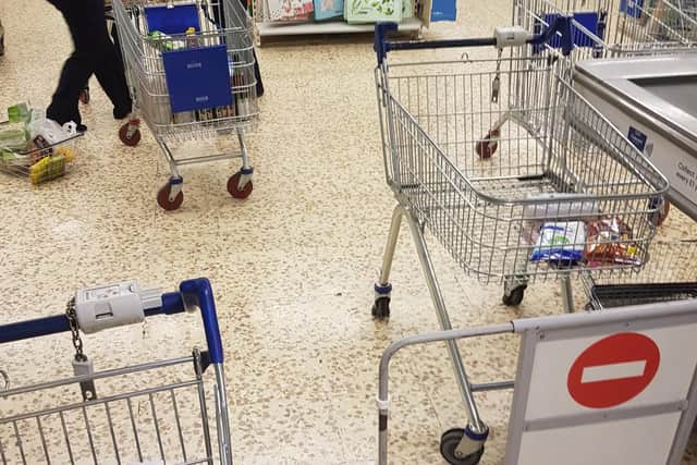 Trolleys abandoned as shoppers are evacuated from Weston Favell Shopping Centre. Picture via @rickyd70