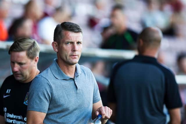 POSITIVE NIGHT: Cobblers boss Dean Austin praised his team's performance in their 3-0 win over Barnet on Tuesday. Picture: Kirsty Edmonds
