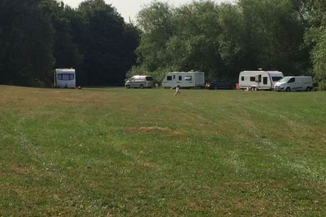 Three caravans have pitched up on Ladybridge Park.