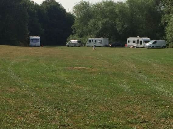 Three caravans have pitched up on Ladybridge Park.