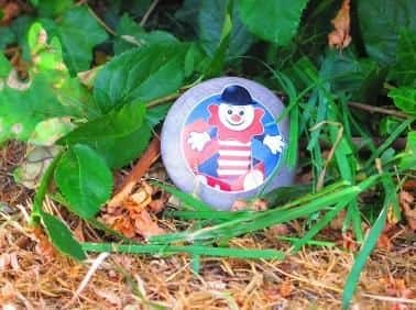 This pebble with The Entertainer logo on it has been hidden in Northampton.