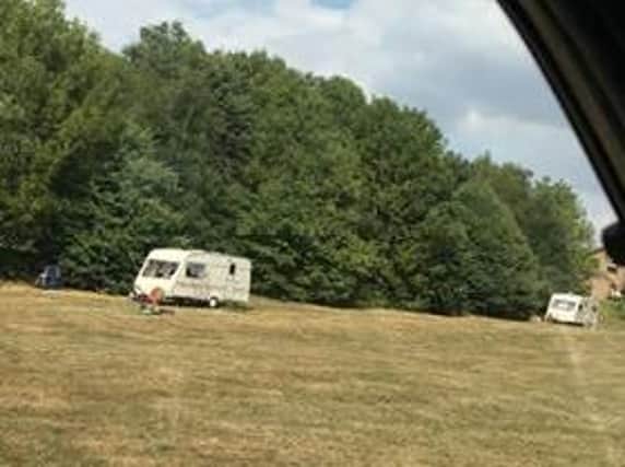 The caravan encampment arrived in East Hunsbury last night, according to witnesses.