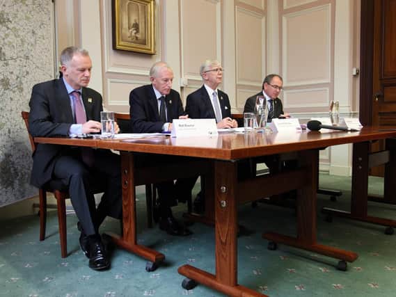 Matt Bowmer (far left) warned Bill Parker, Jim Harker and Dr Paul Blantern that the council needed to issue a Section 114 notice banning new spending in October 2015. But his warnings were 'not taken seriously'