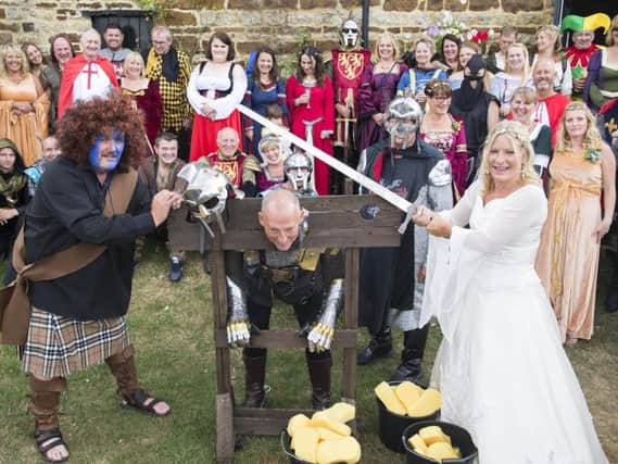 The happy couple opted for the Middle Ages theme due to their joint love of all thingshistory and their guests duly obliged. Picture: Kirsty Edmonds