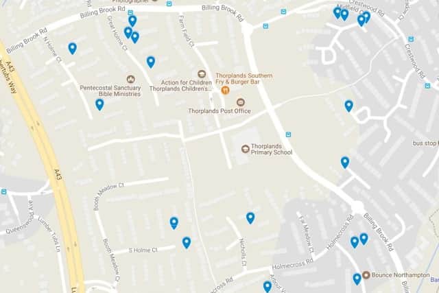 These markers show where the garages proposed for demolition are.