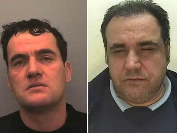 James Doran (left) and Kevin Hughes (right) were sentenced to a total of eight and a half years in prison.
