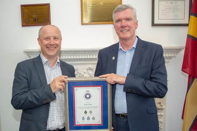 Police and crime commissioner Stephen Mold,left, has paid tribute to outgoing chief constable Simon Edens, who will retire on Sunday.