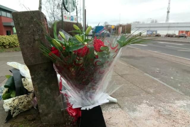 Flowers were left near the scene of the accident in Towcester Road.
