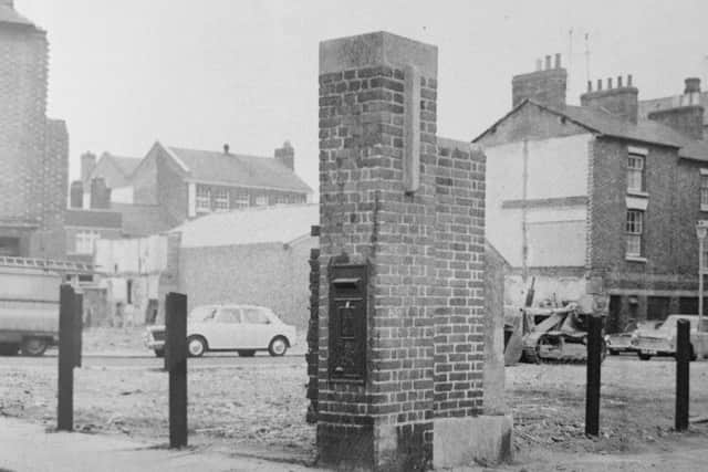More demolition, this time showing an isolated letter box in Ladys Lane between Greyfriars Street and Newland