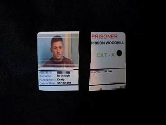 A passer-by found the prisoner ID card for Craig Keogh in Kingsley Park Terrace a fortnight ago.