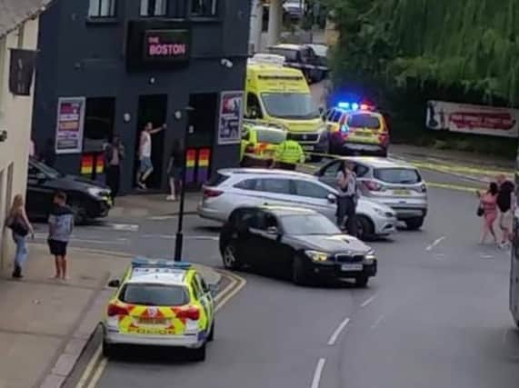 Ambulance and police were stationed outside The Boston last night after a serious incident. Picture by Wayne Baptiste.
