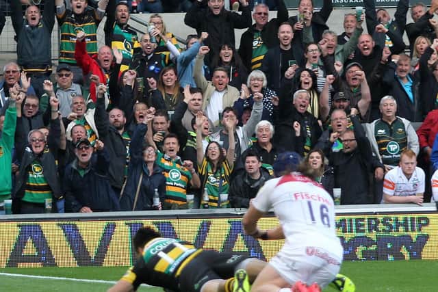 Tom Collins enjoyed a strong start to last season, including a try-scoring display in a win against Leicester Tigers at Franklin's Gardens (picture: Sharon Lucey)