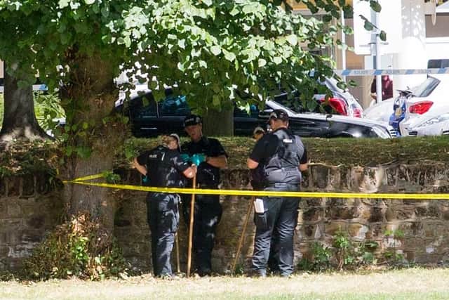Police taped off the park, opposite the Park Inn yesterday (Wednesday), as they continued to work throughout the morning.