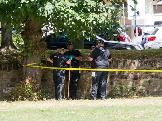 Police taped off the park, opposite the Park Inn yesterday (Wednesday), as they continued to work throughout the morning.