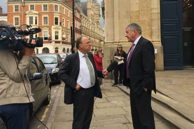Tony McArdle, Northamptonshire County Council commissioner, being interviewed by Channel 4s Michael Crick. NNL-181008-105843005
